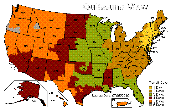 US Time in Transit Map